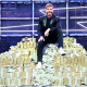 Mr Beast on pile of cash for Beast Games.