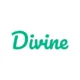 Divine logo: teal cursive wordmark on white background