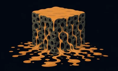 Abstract illustration: A sponge or porous material with water flowing through it—depicting how growth disperses throughout the market ecosystem rather than conc