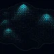 Abstract illustration: a contour field with clustered dot formations, on deep navy