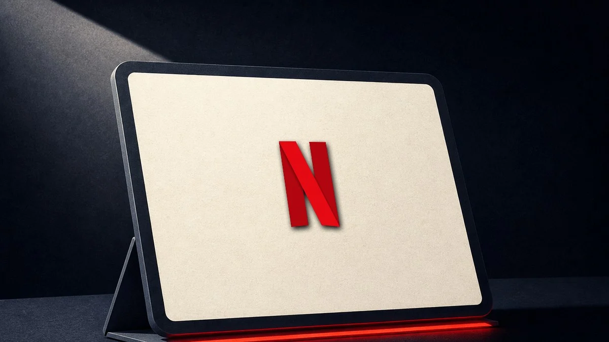 Illustration (device family): the Netflix mark in a constructed device scene
