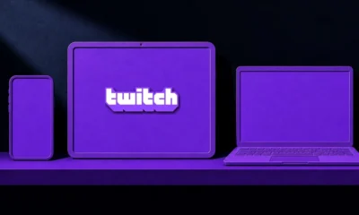 Illustration (device family): the Twitch mark in a constructed device scene