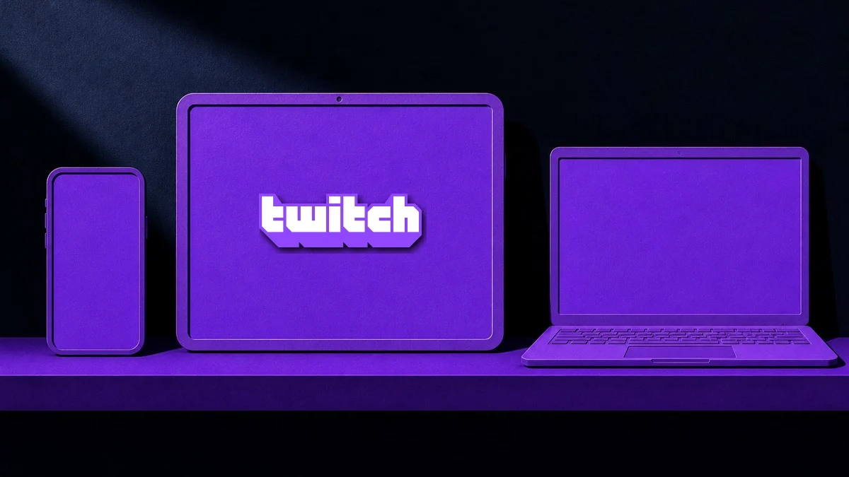 Illustration (device family): the Twitch mark in a constructed device scene