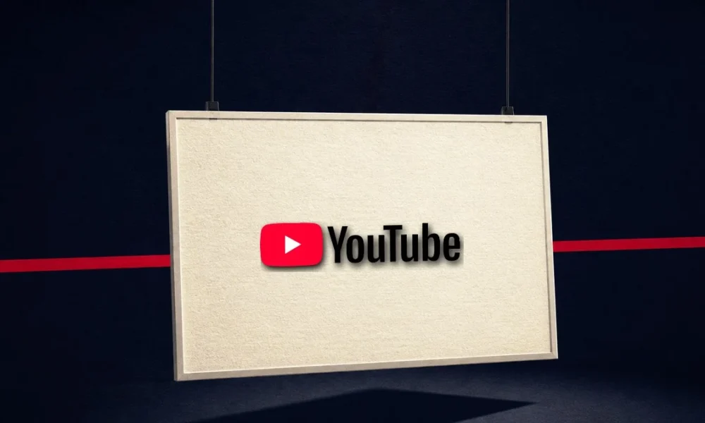 Illustration (object family): the YouTube mark in a constructed object scene