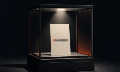 Illustration (object family): the Substack mark in a constructed object scene