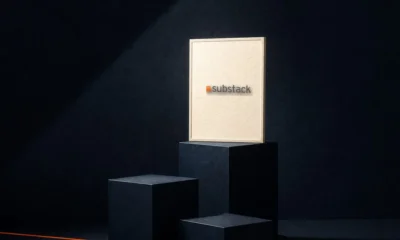 Illustration (object family): the Substack mark in a constructed object scene