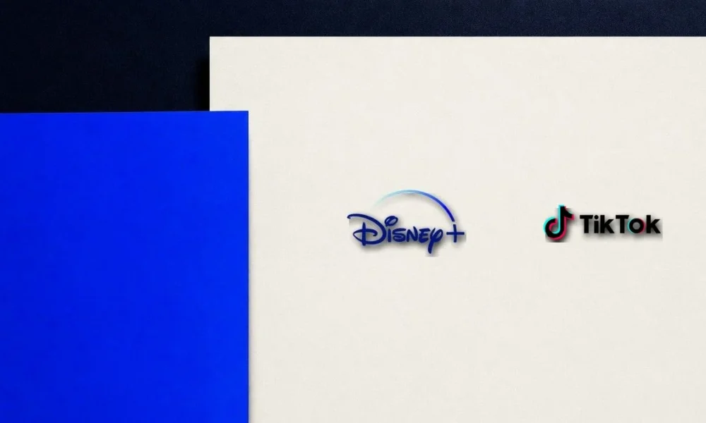 Illustration (duet family): the Disney and tiktok mark in a constructed duet scene