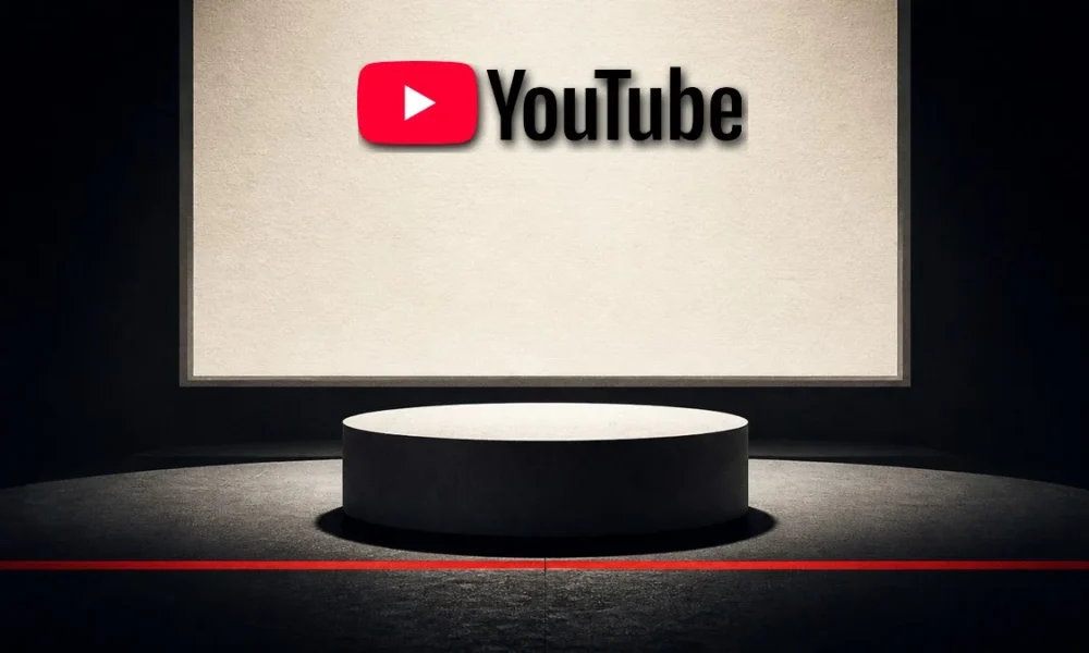 Illustration (object family): the youtube mark in a constructed object scene