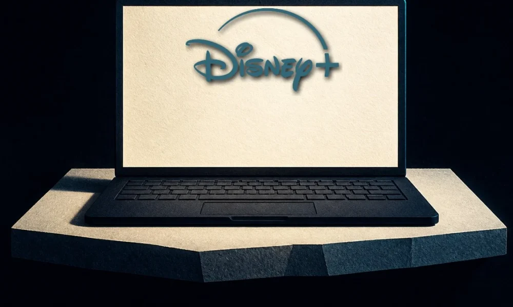 Illustration (device family): the Disney+ mark in a constructed device scene