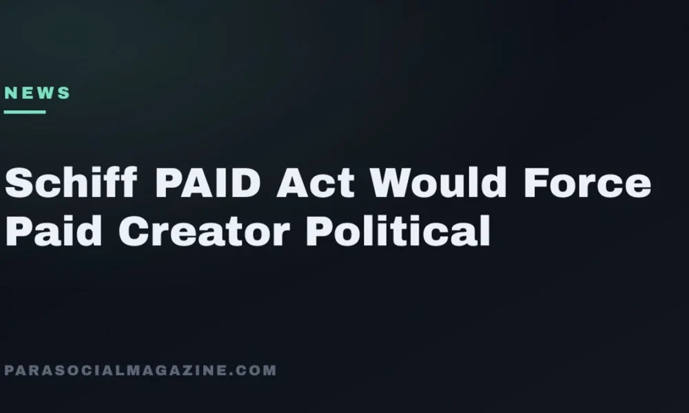 Schiff PAID Act Would Force Paid Creator Political — Parasocial Magazine